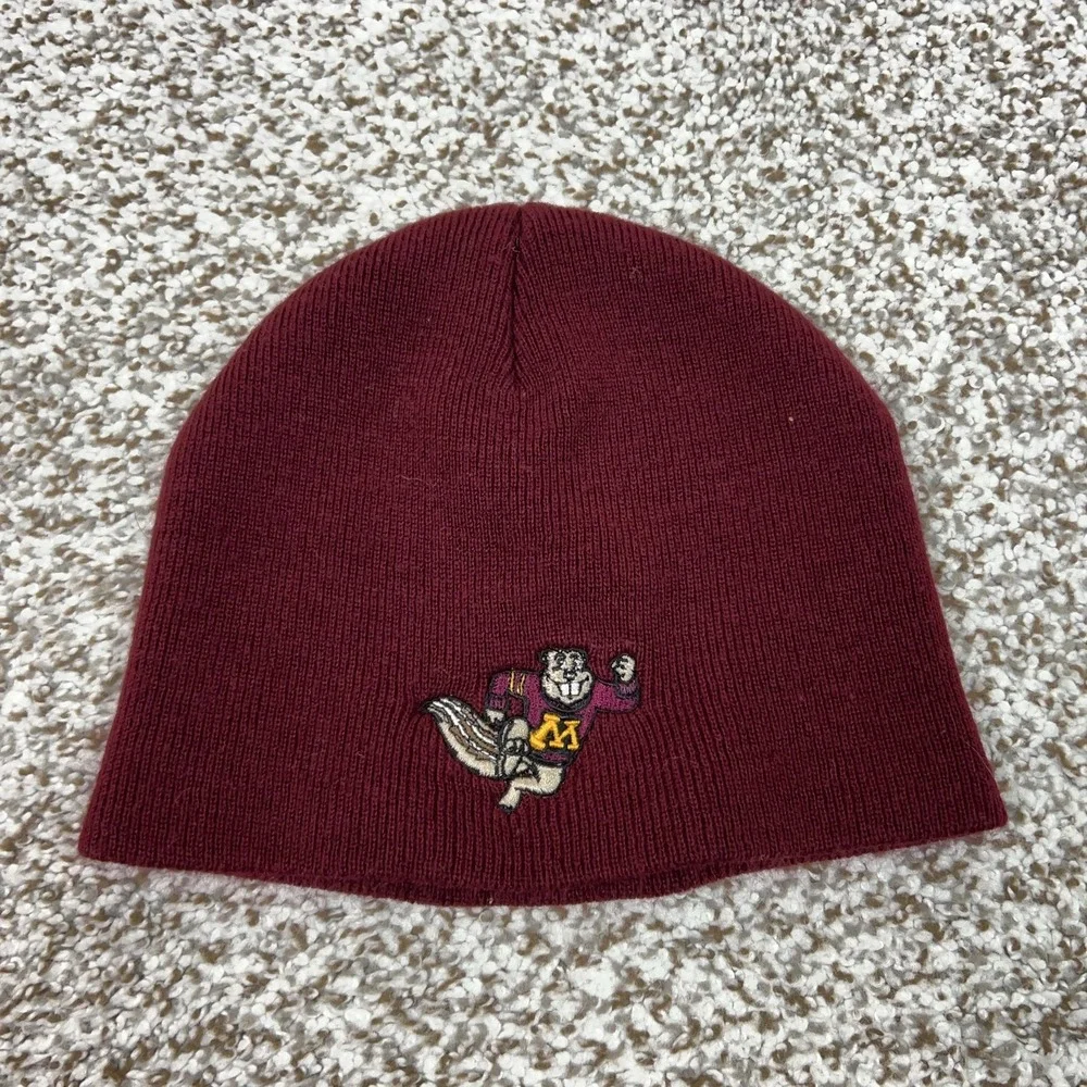 Minnesota Golden Gophers Hat Beanie Mens One Size Red NCAA Football Knit College